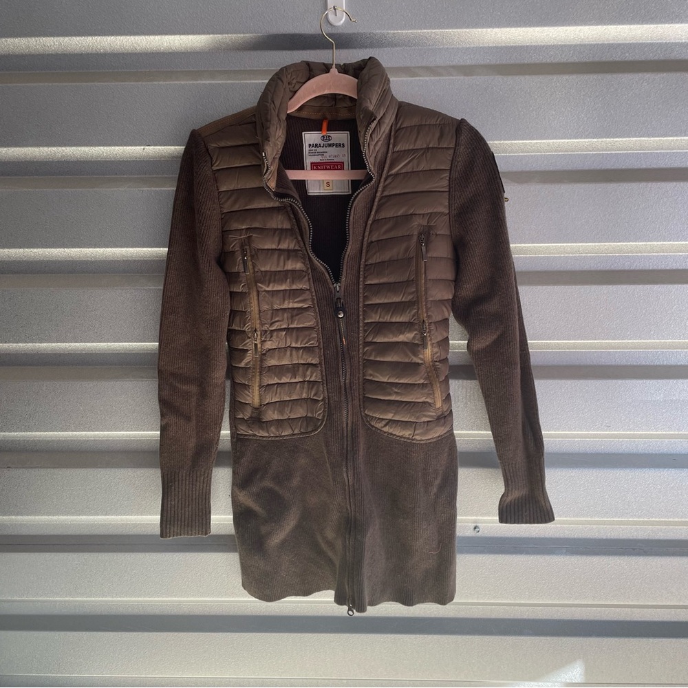 Parajumpers knit & down ribbed coat